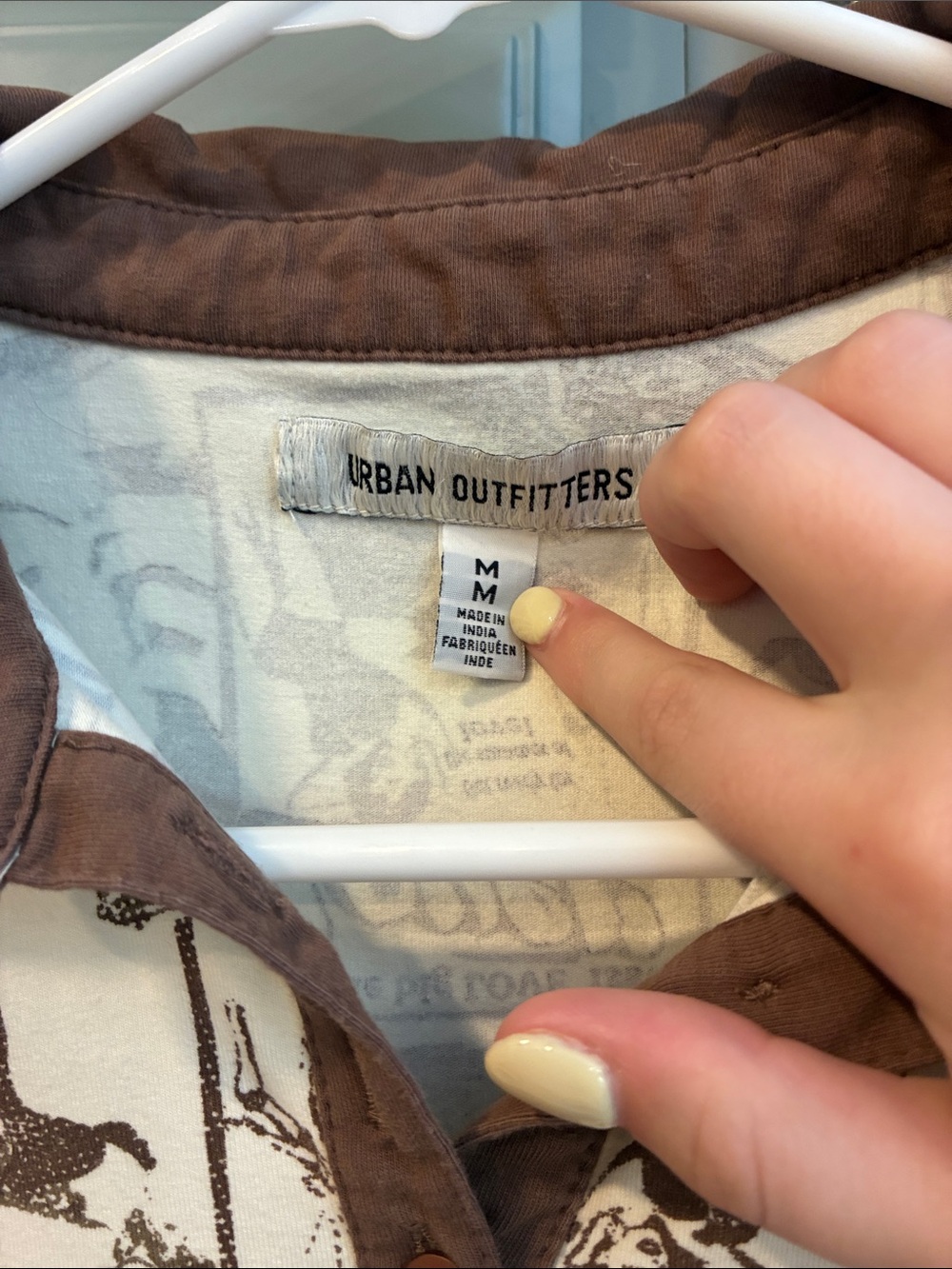 Urban Outfitters Brown & Cream Graphic Polo Dress Medium cotton retro girlhood - Picture 3 of 4